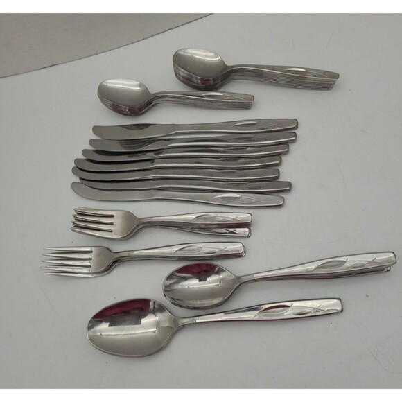 Lot 40 Pieces WHISPERING LEAVES Rogers Cutlas Stainless Steel Flatware USA - Picture 9 of 10